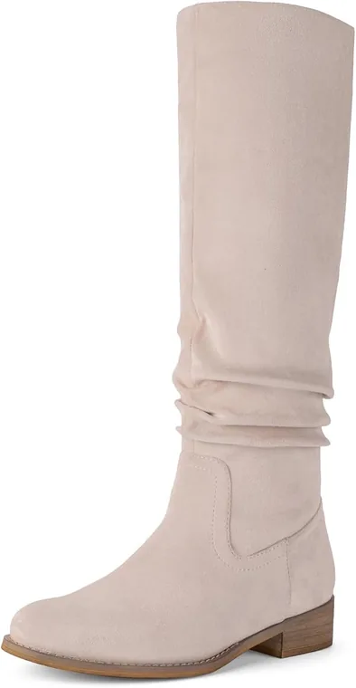 Shoe'N Tale Women's Slouch Flat Low-Heel Knee-High Boots, outer side