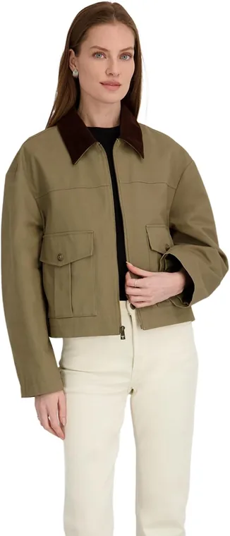 Tahari Women's Deia Cotton Twill Barn Jacket, front view